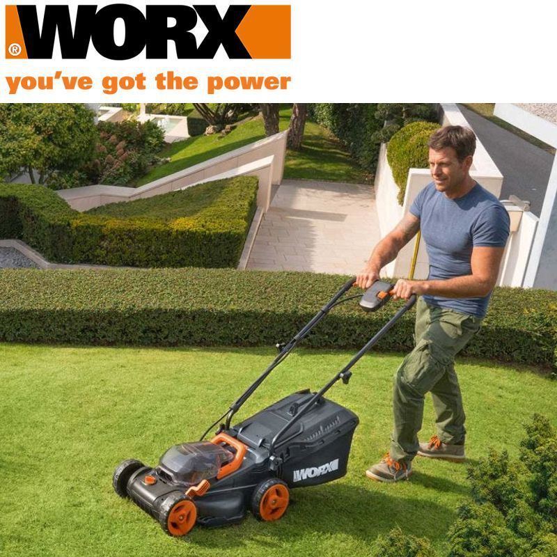 Worx wg927e cheap cordless 34cm mower