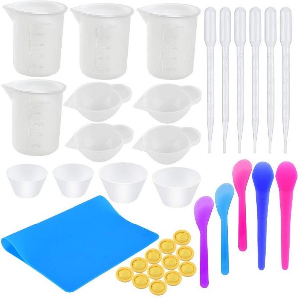 Silicone Measuring Cup Set for Epoxy Resin,600 & 100 Ml Mixing Cup